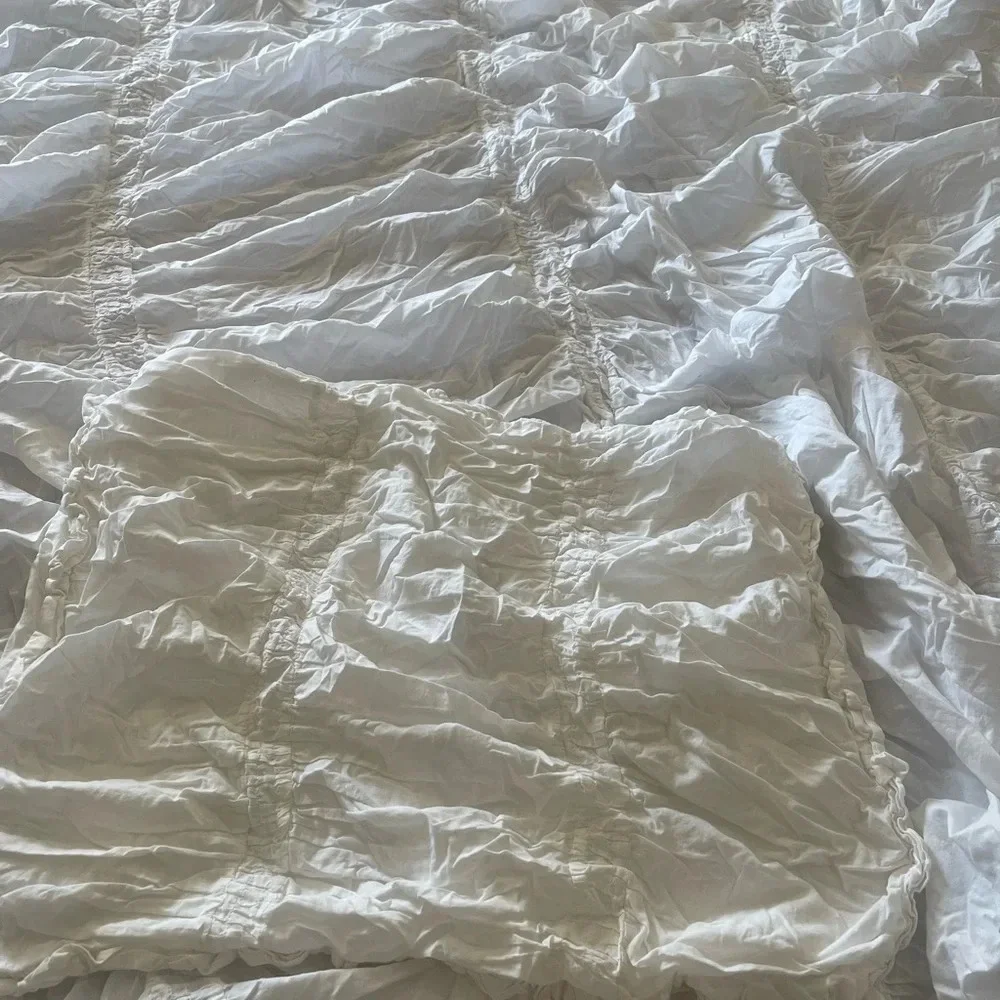 Simply Shabby Chic TWIN Solid White Ruched Smocked Duvet Cover Rachel Ashwell
